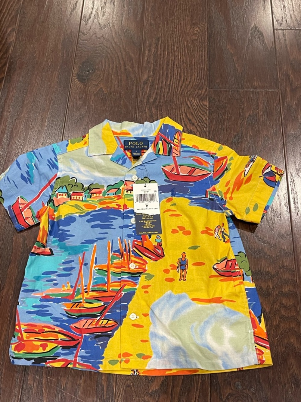 Polo Ralph Lauren Boy's Italian Riviera-Printed Button Down Shirt Size 2 NEW